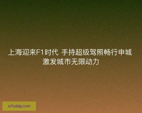 上海迎来F1时代 手持超级驾照畅行申城 激发城市无限动力