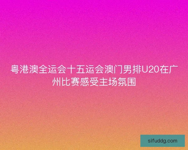 粤港澳全运会十五运会澳门男排U20在广州比赛感受主场氛围 粤港澳全运会十五运会澳门男排U20在广州比赛感受主场氛围