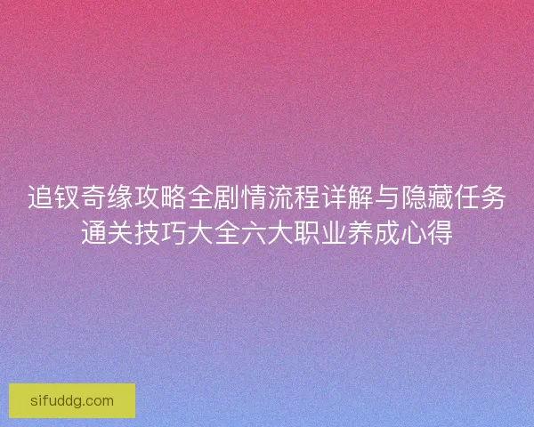 追钗奇缘攻略全剧情流程详解与隐藏任务通关技巧大全六大职业养成心得